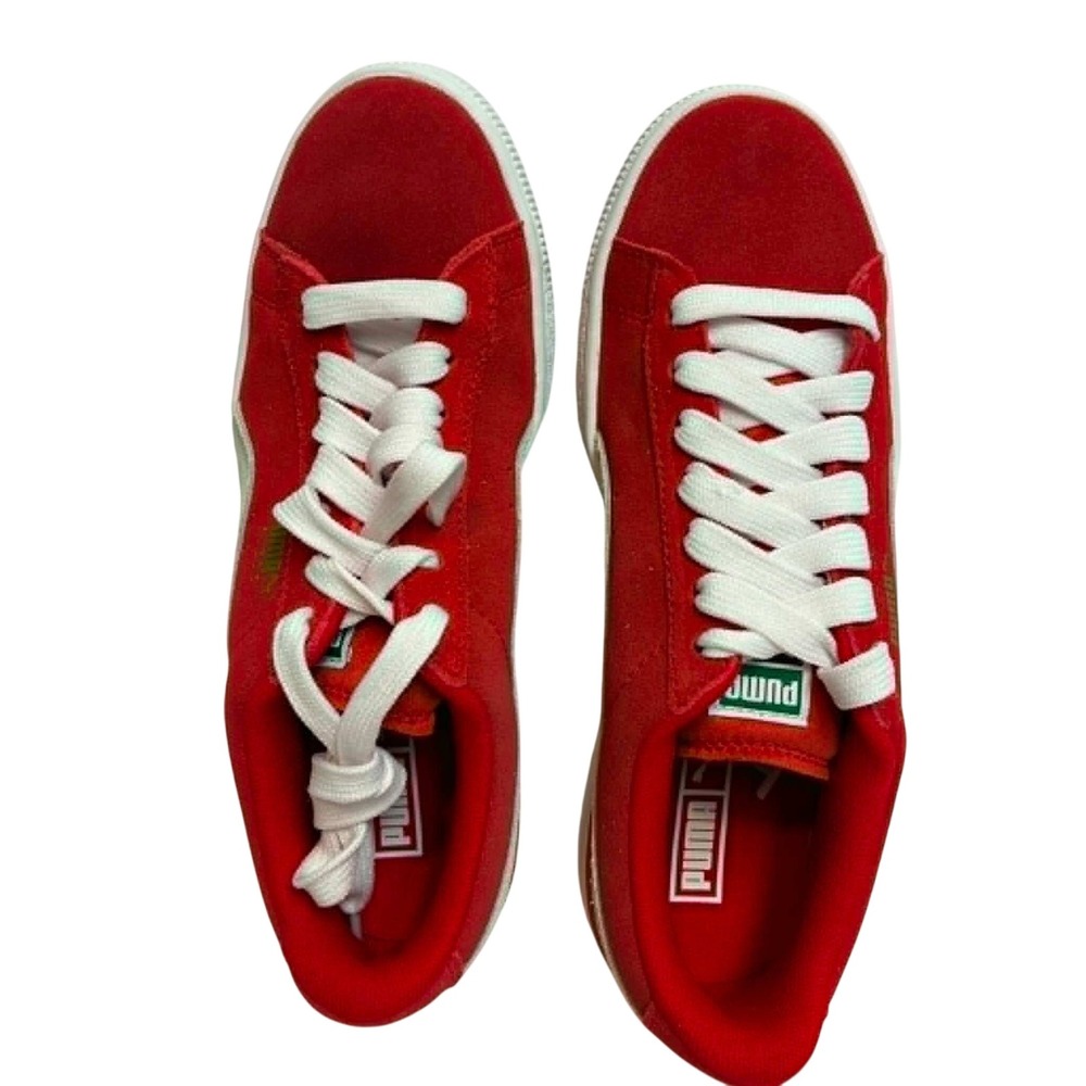 Puma Smash v2 Sneakers Womens 6.5 Red White Suede Lace Up Casual Retro Shoes